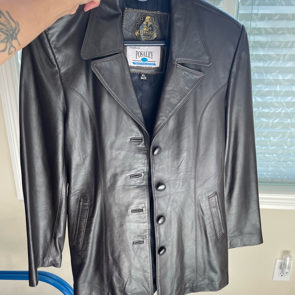 Vintage belted leather jacket